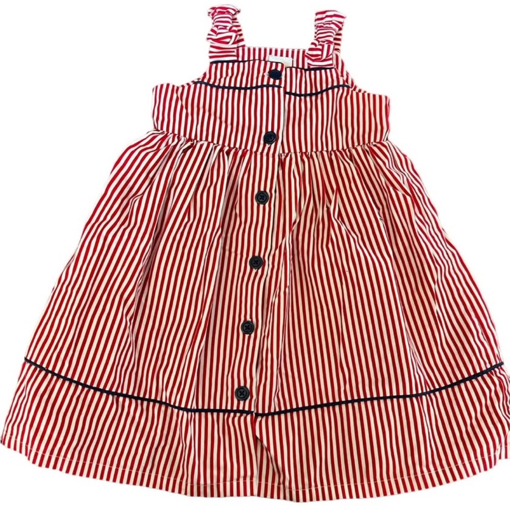 Gymboree Red and White Striped Dress with Navy Trim